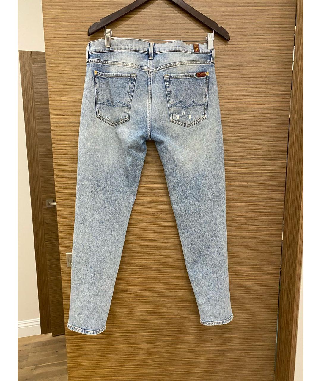 7 FOR ALL MANKIND Голубые хлопковые джинсы слим, фото 2