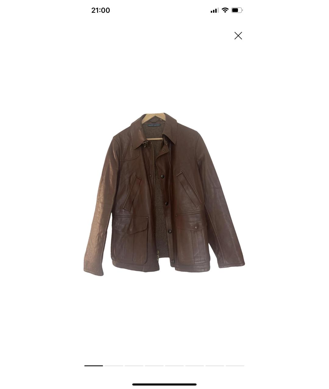 RALPH LAUREN Коричневый кожаный жакет/пиджак, фото 6