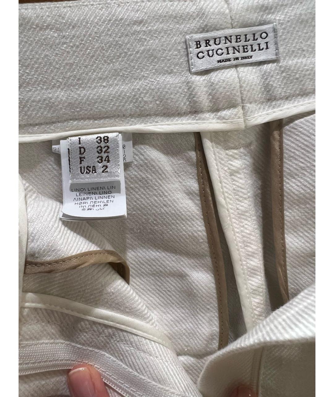 BRUNELLO CUCINELLI Белые льняные шорты, фото 3