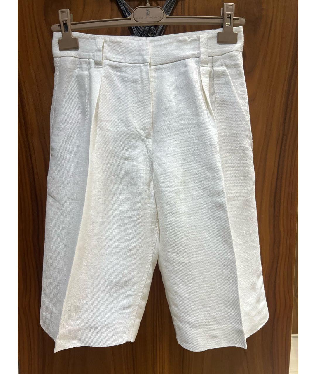 BRUNELLO CUCINELLI Белые льняные шорты, фото 6