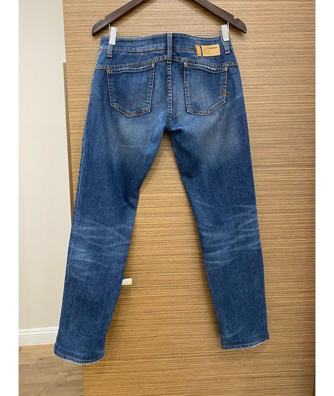 7 FOR ALL MANKIND Синие хлопковые прямые джинсы, фото 2