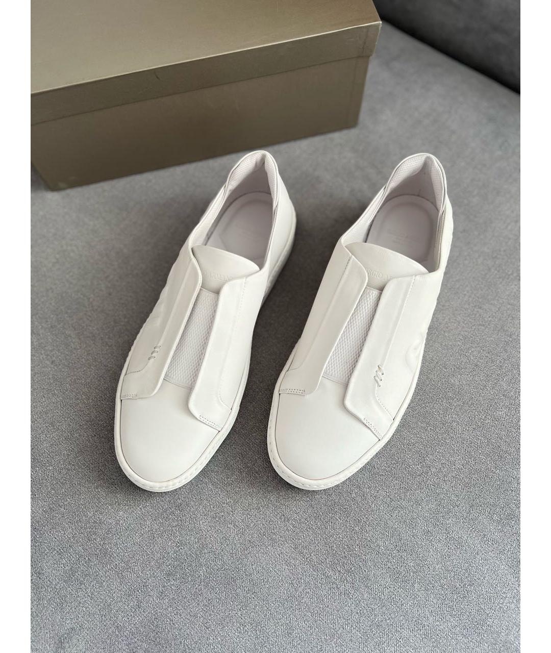 GIORGIO ARMANI Белые кожаные низкие кроссовки / кеды, фото 3
