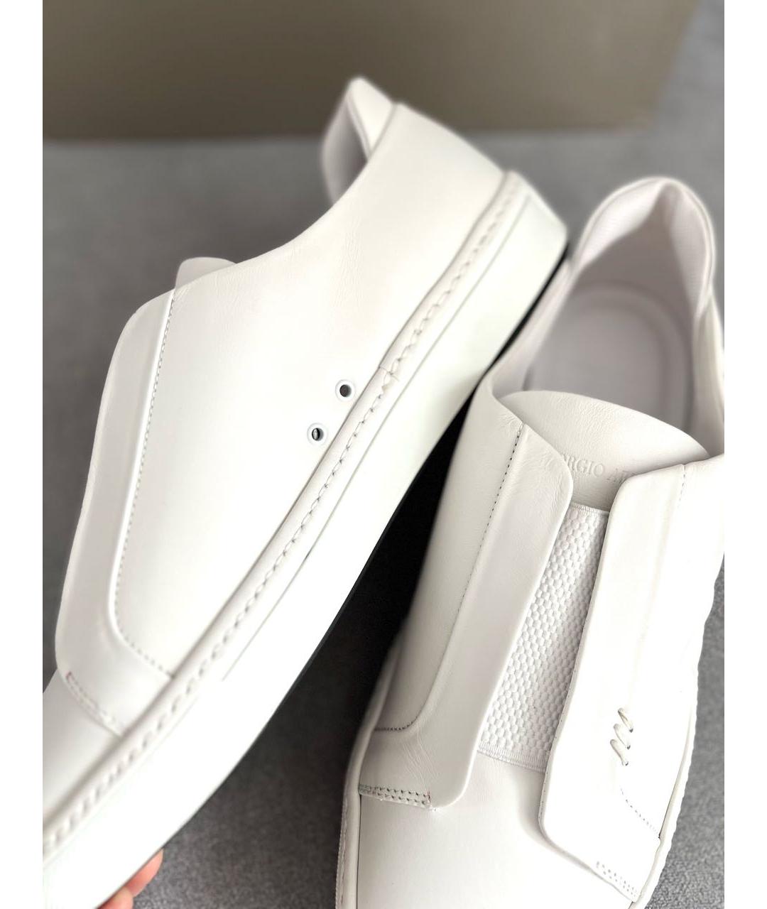 GIORGIO ARMANI Белые кожаные низкие кроссовки / кеды, фото 4