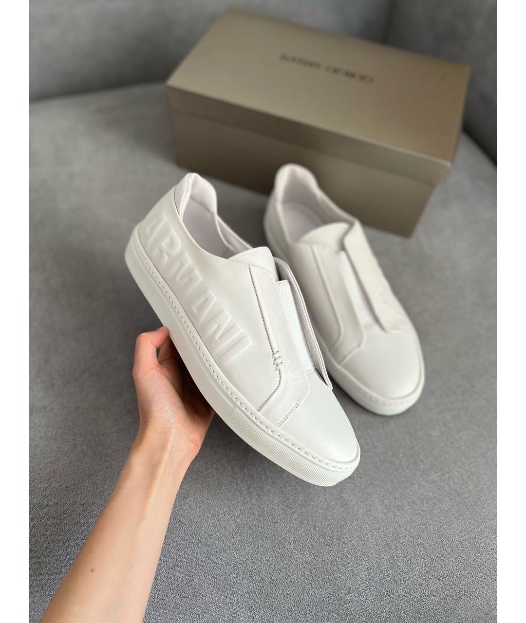 GIORGIO ARMANI Белые кожаные низкие кроссовки / кеды, фото 2