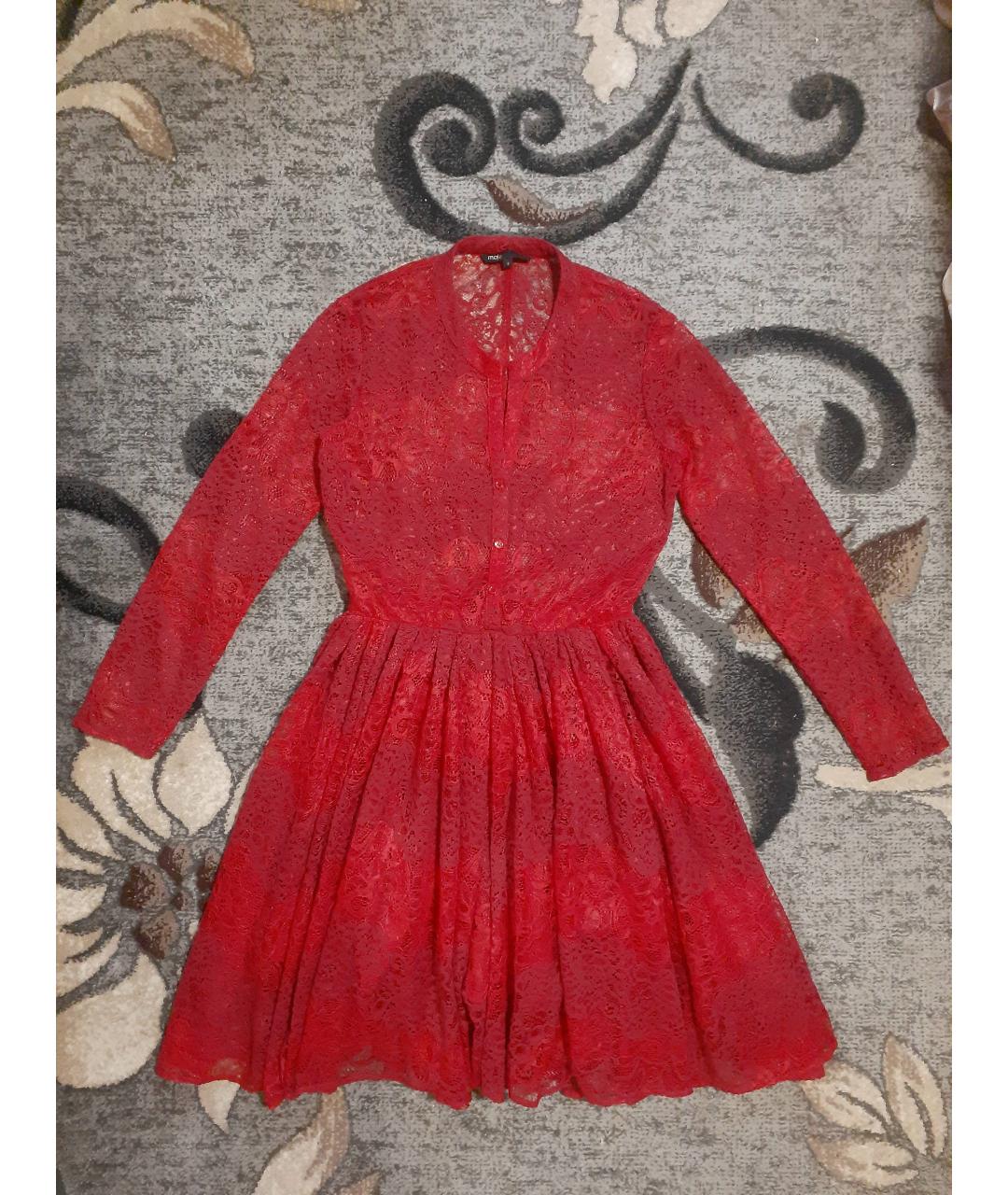 MAJE Красное хлопковое коктейльное платье, фото 6