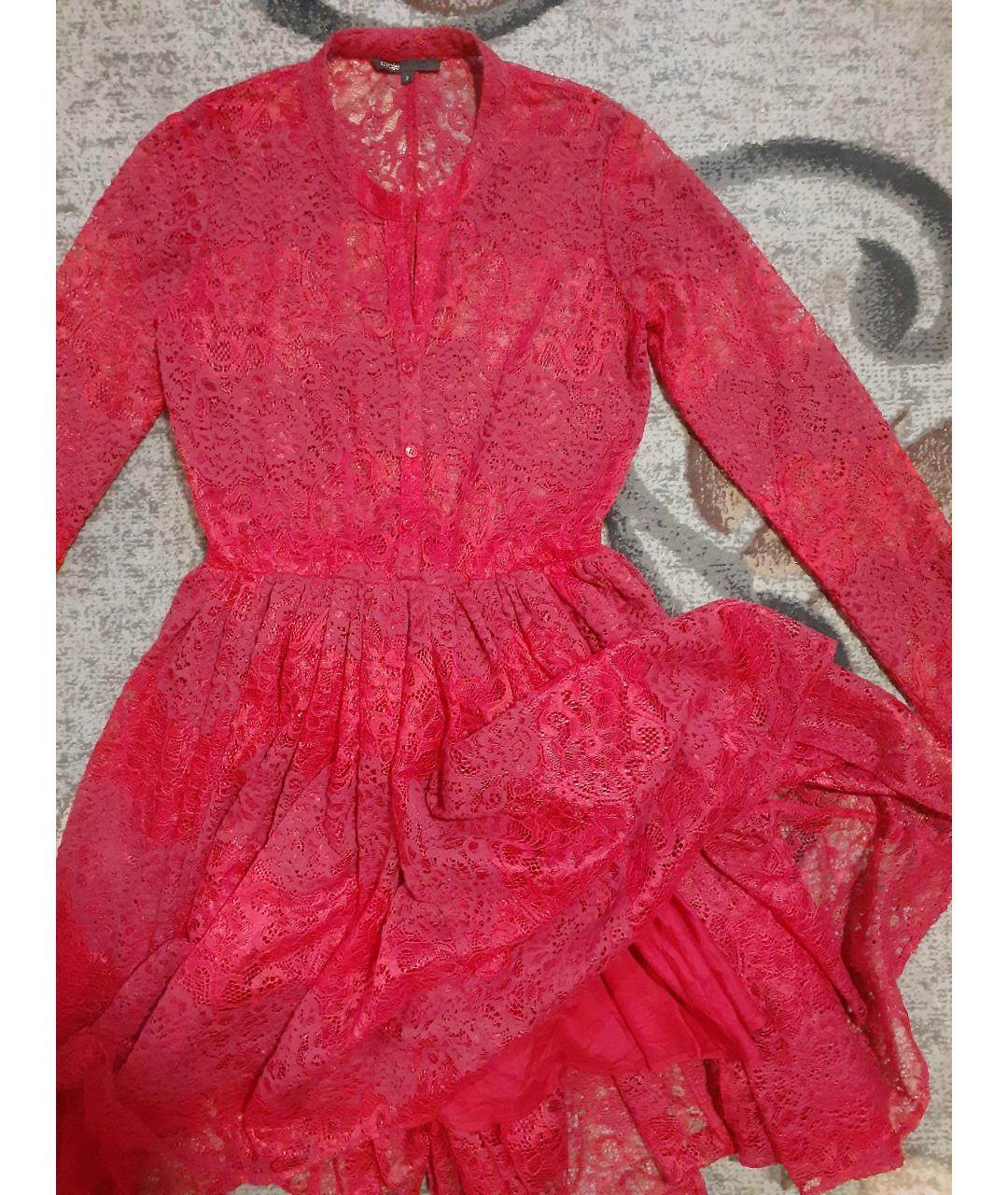 MAJE Красное хлопковое коктейльное платье, фото 5