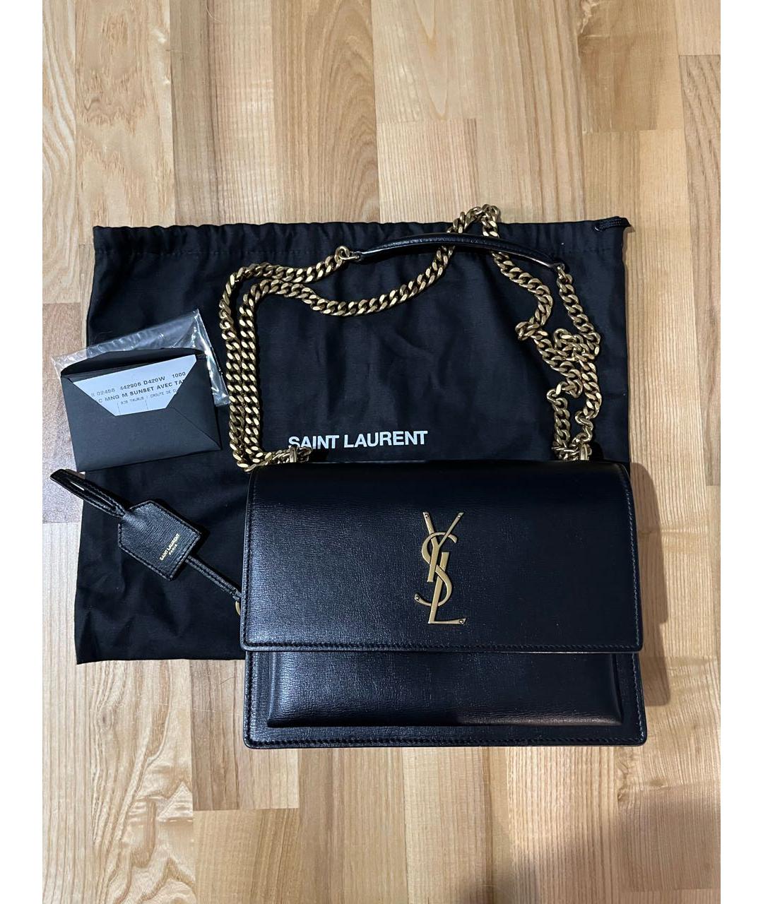 SAINT LAURENT Черная кожаная сумка через плечо, фото 5