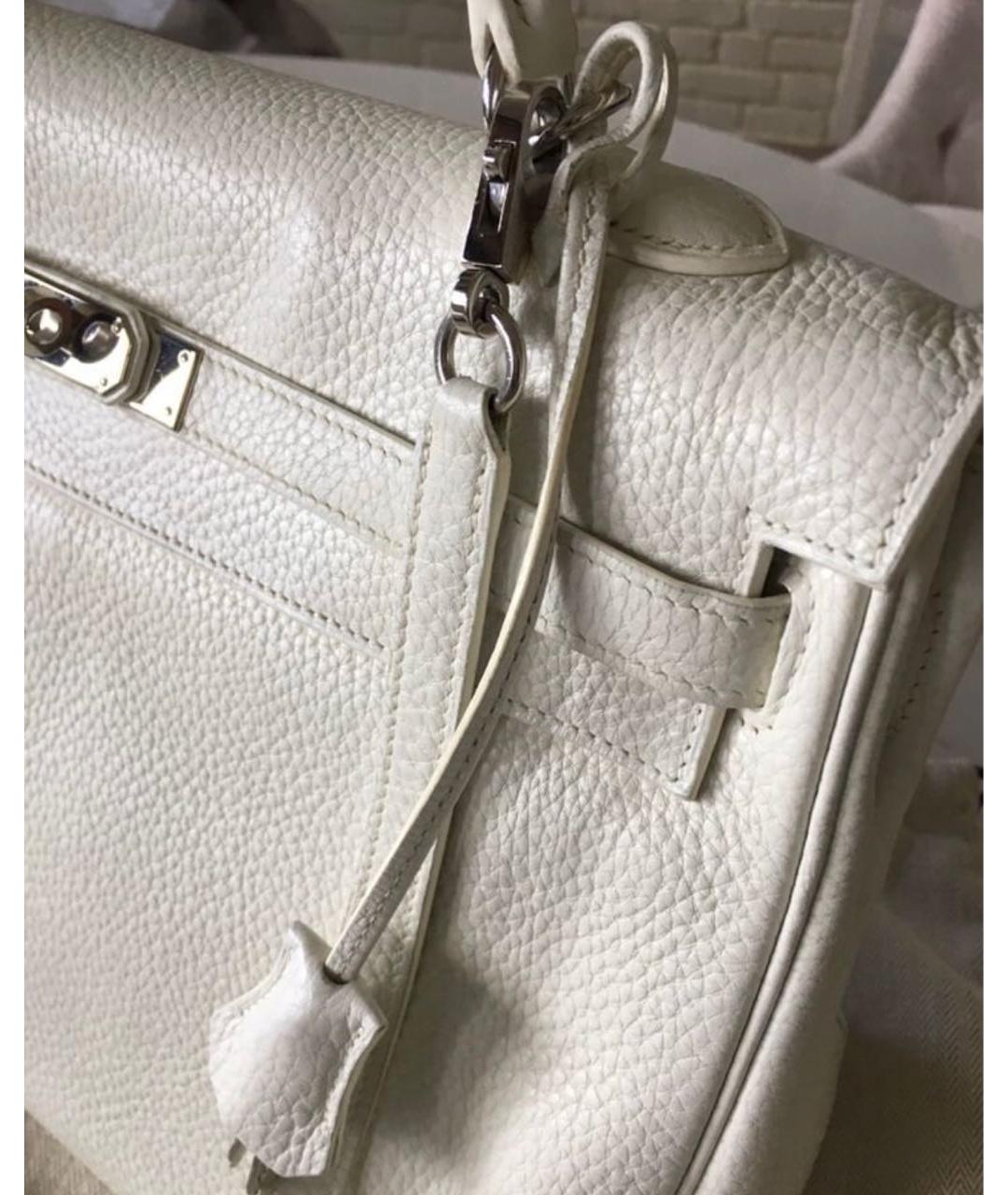 HERMES PRE-OWNED Белая кожаная сумка с короткими ручками, фото 8