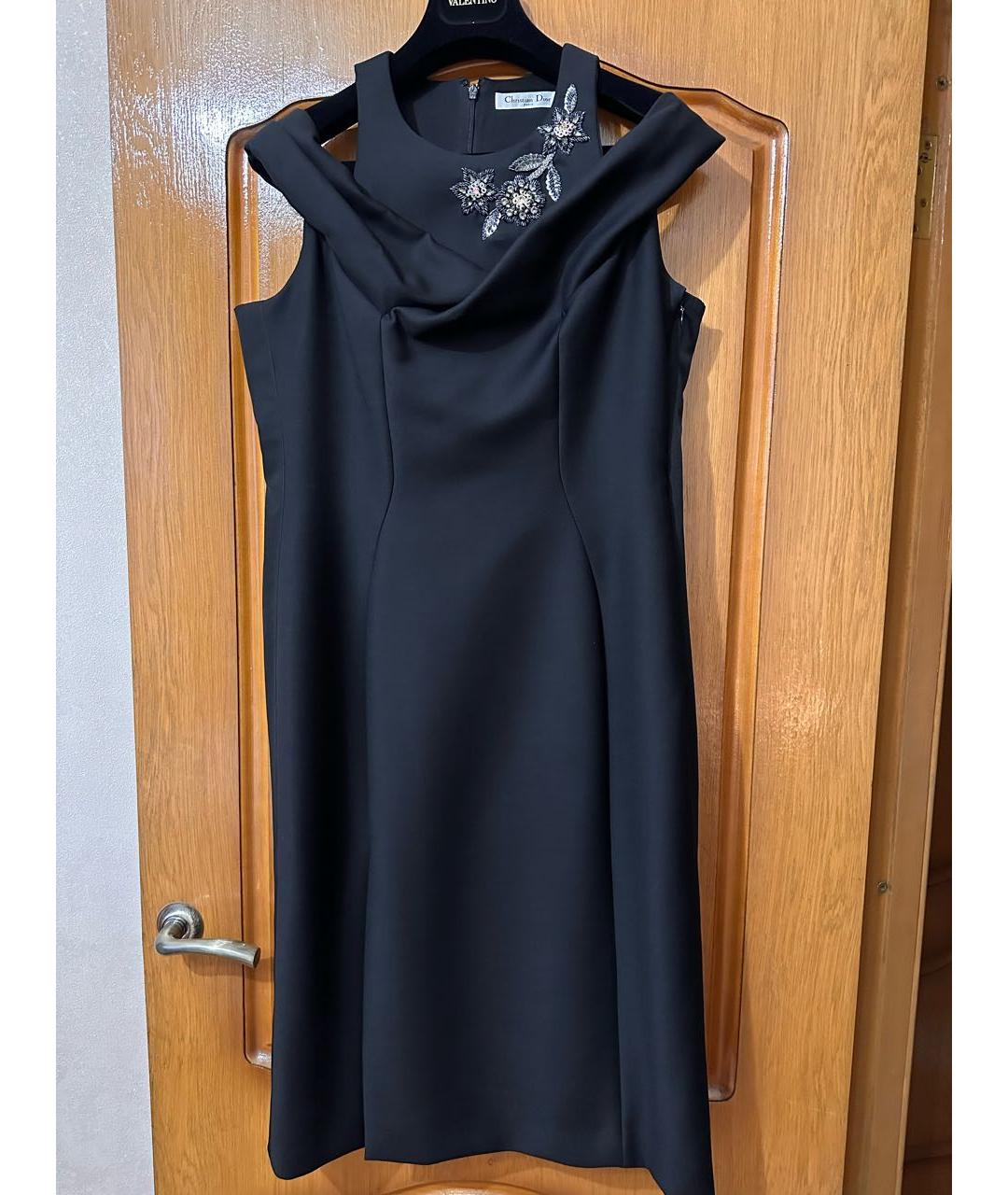CHRISTIAN DIOR Черное шерстяное коктейльное платье, фото 6