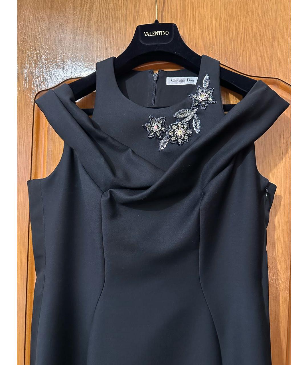 CHRISTIAN DIOR Черное шерстяное коктейльное платье, фото 2