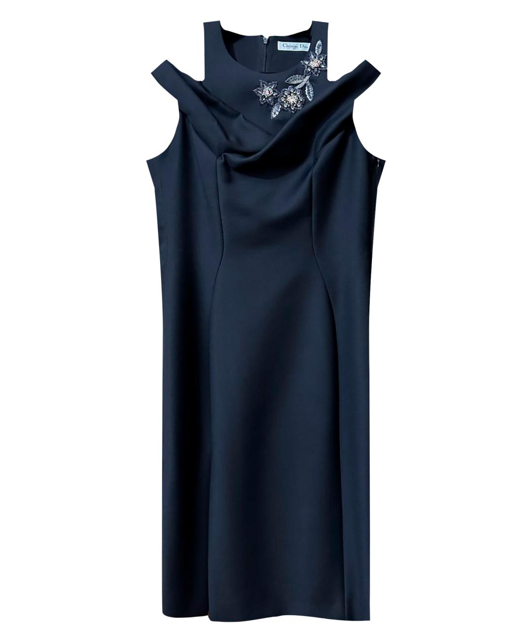 CHRISTIAN DIOR Черное шерстяное коктейльное платье, фото 1