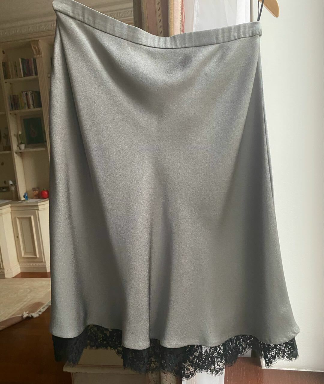 MOSCHINO Антрацитовая шелковая юбка миди, фото 2