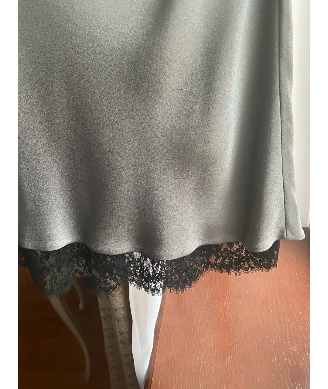 MOSCHINO Антрацитовая шелковая юбка миди, фото 4