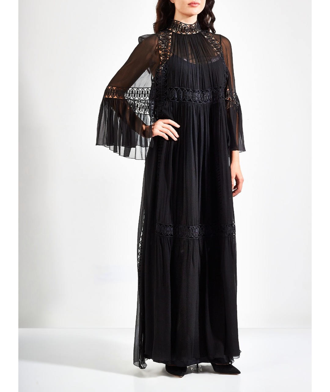 ALBERTA FERRETTI Черное шелковое вечернее платье, фото 2