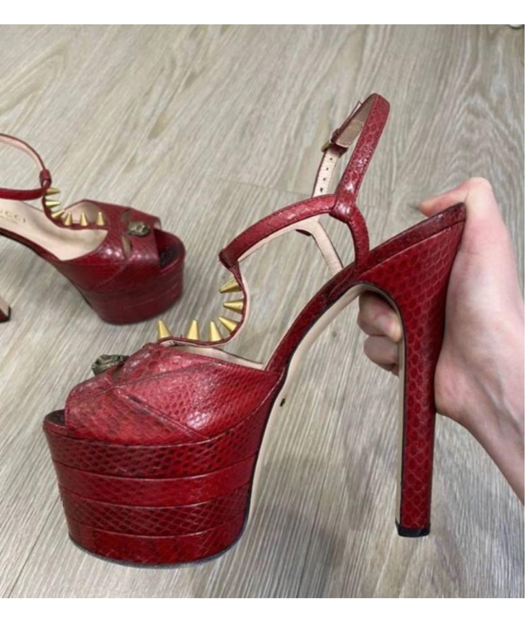 GUCCI Красные туфли из экзотической кожи, фото 2