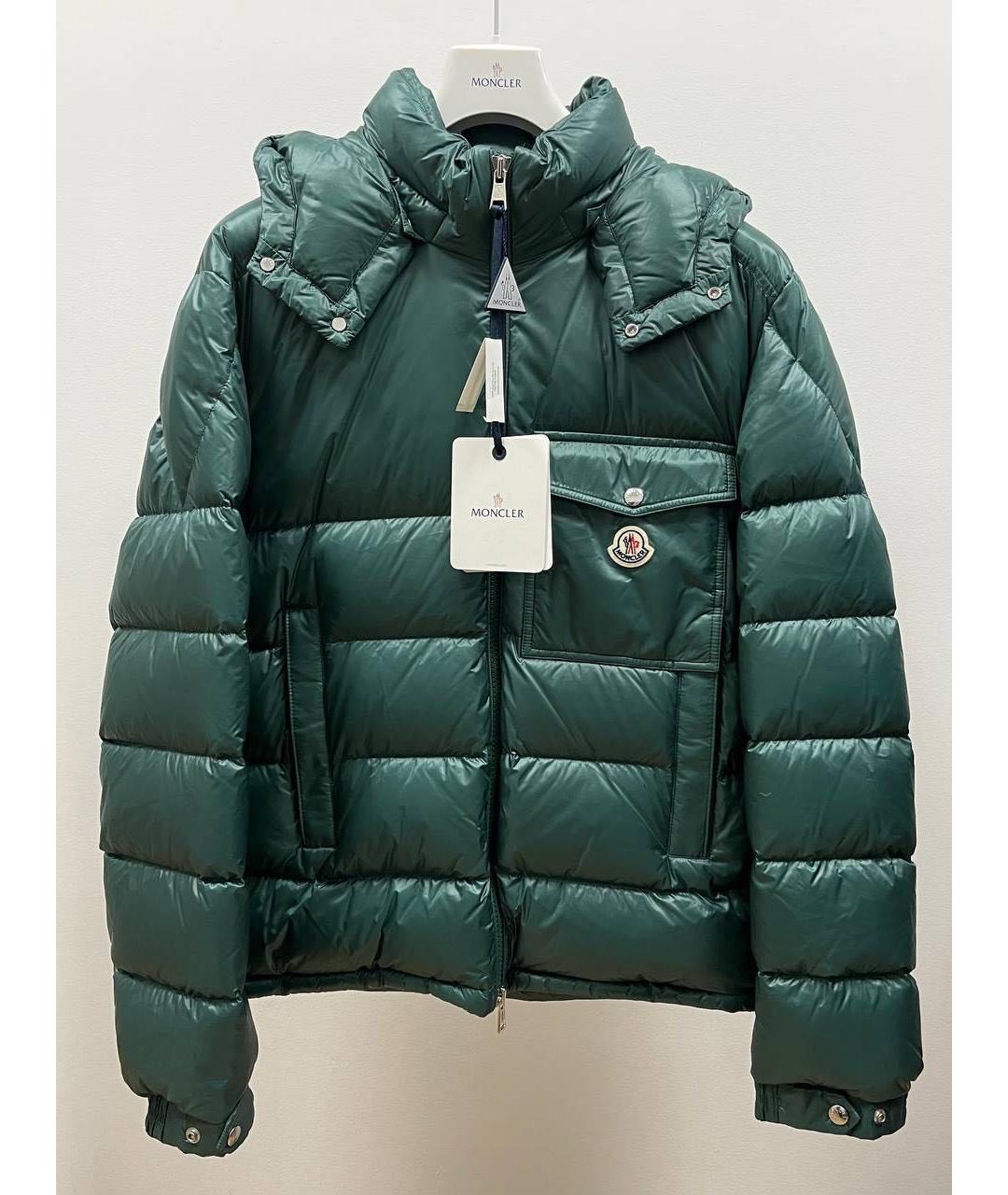 MONCLER Зеленая полиэстеровая куртка, фото 3