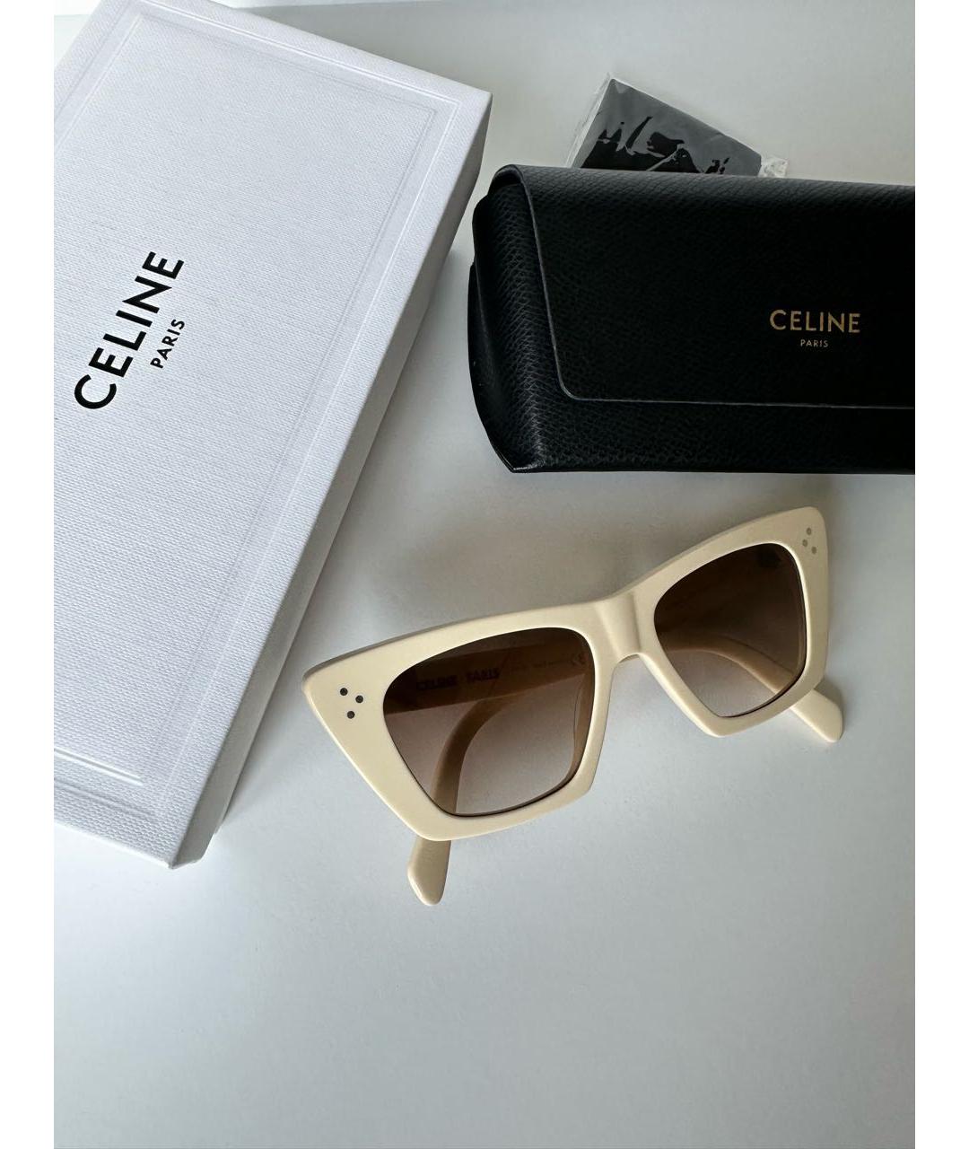 CELINE Белые пластиковые солнцезащитные очки, фото 4