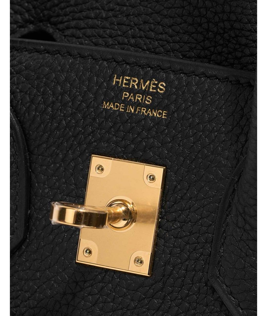 HERMES Черная кожаная сумка с короткими ручками, фото 4
