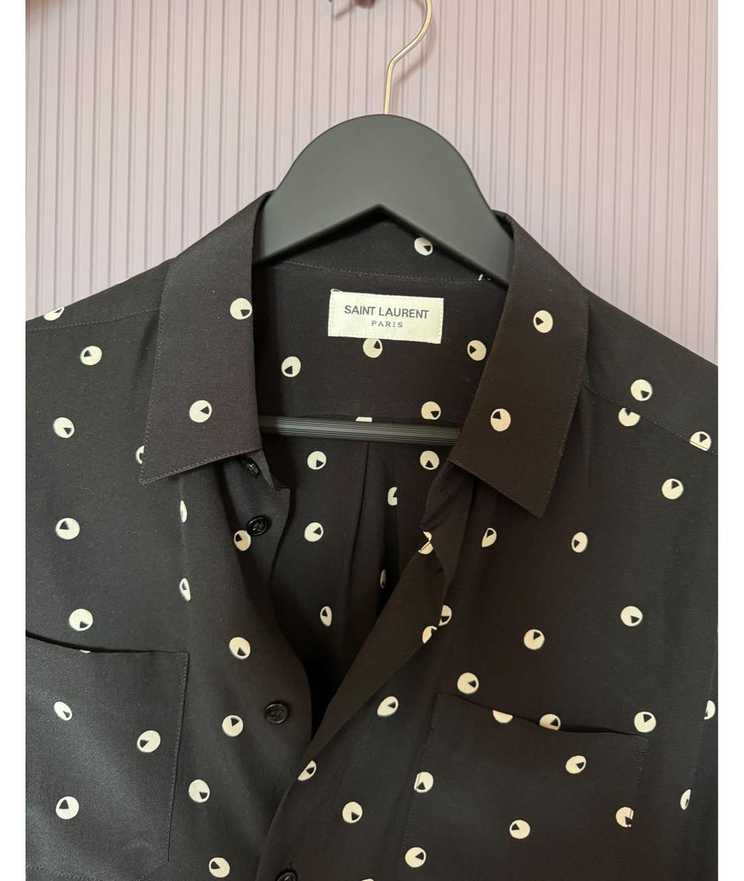 SAINT LAURENT Черная шелковая кэжуал рубашка, фото 3