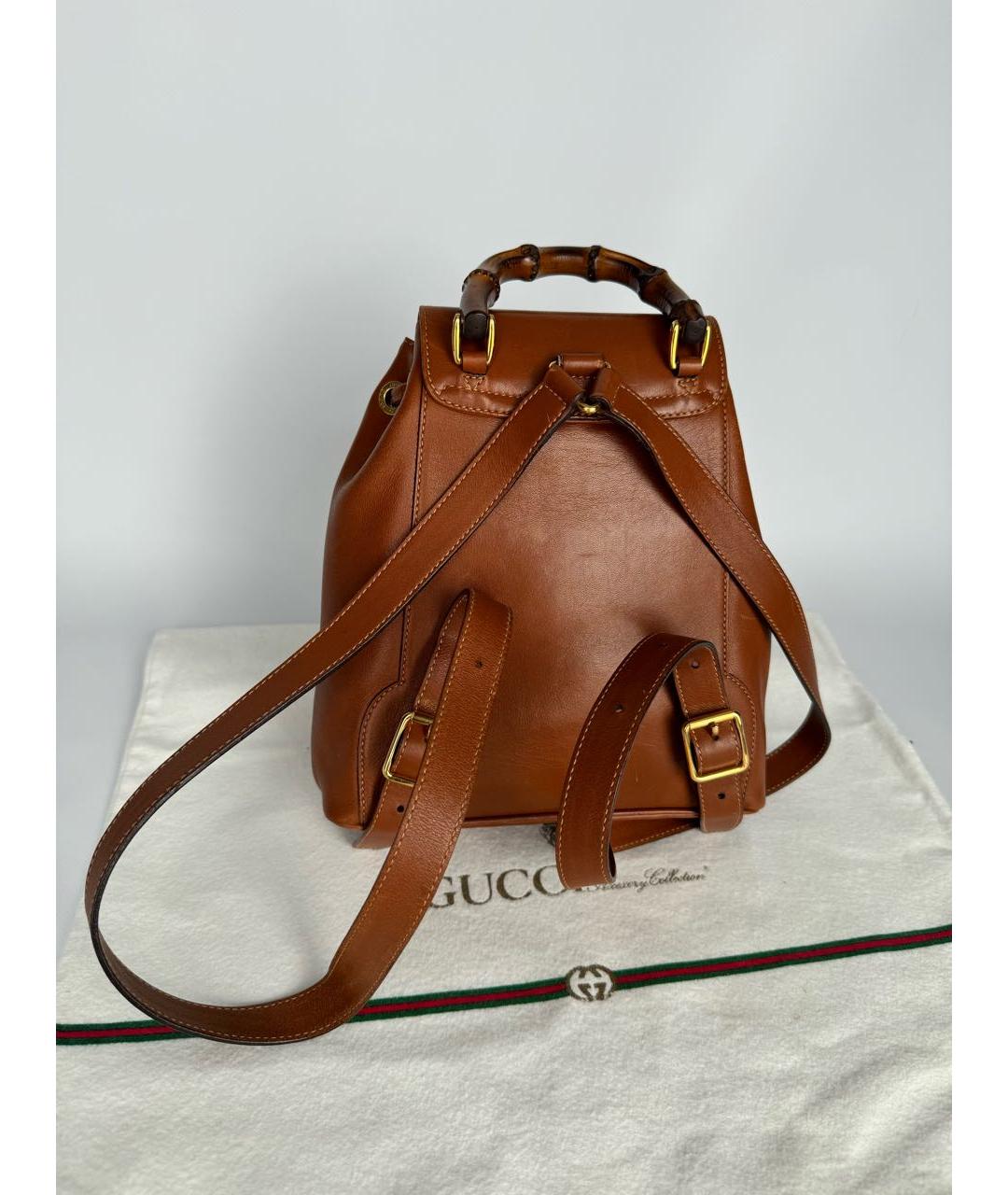 GUCCI Коричневый кожаный рюкзак, фото 4