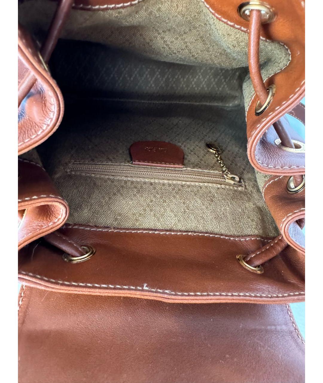 GUCCI Коричневый кожаный рюкзак, фото 6