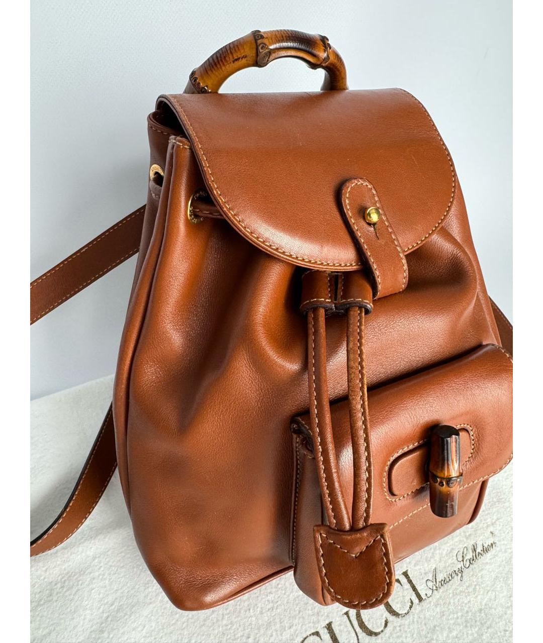 GUCCI Коричневый кожаный рюкзак, фото 3