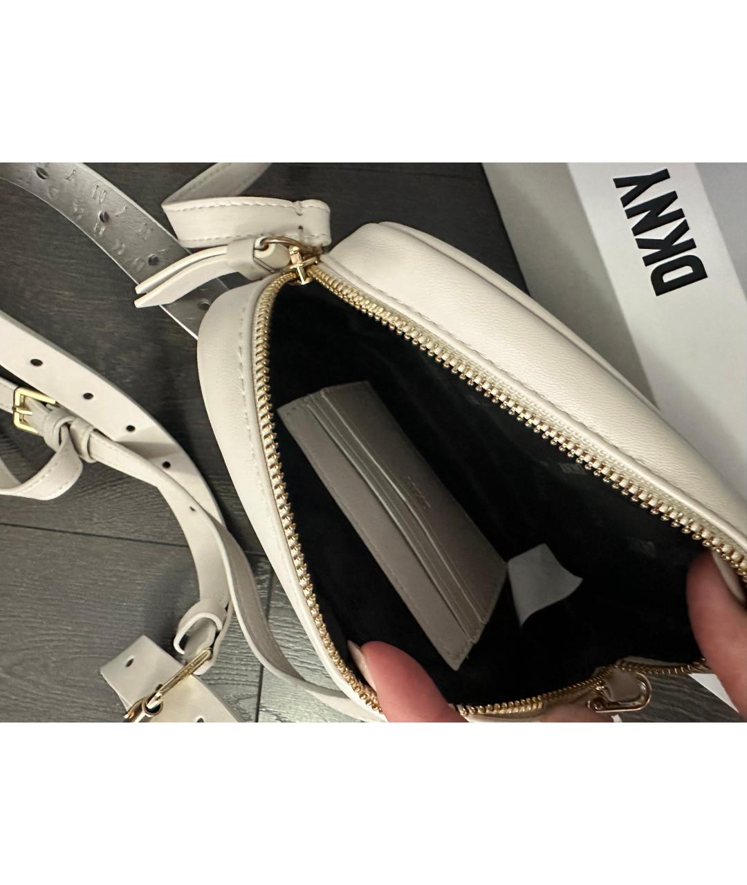 DKNY Белая сумка через плечо из искусственной кожи, фото 4