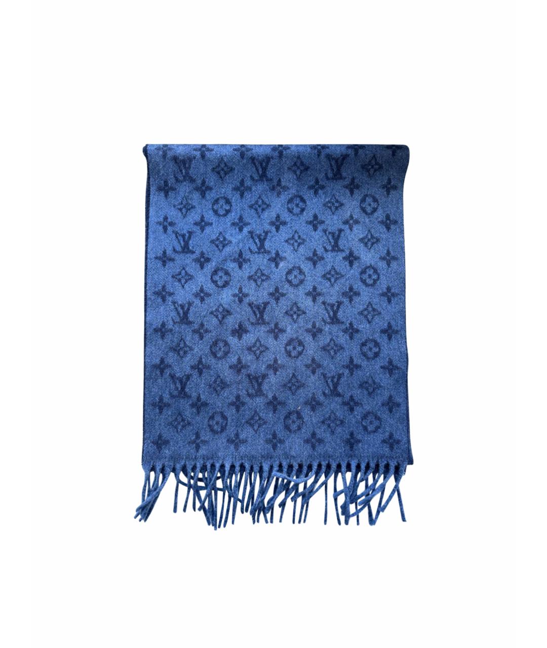 LOUIS VUITTON Синий кашемировый шарф, фото 1