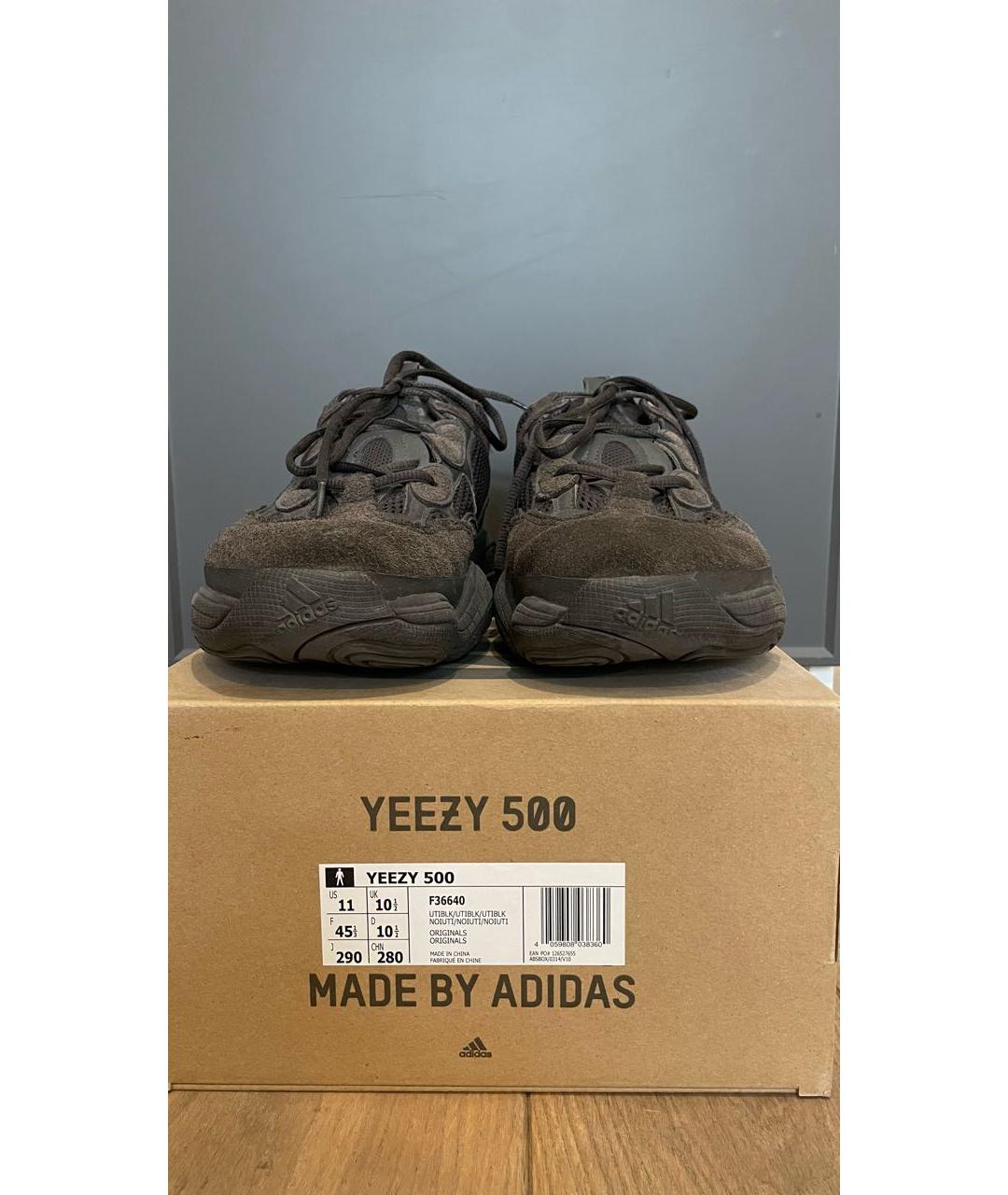 ADIDAS YEEZY Черные замшевые низкие кроссовки / кеды, фото 3