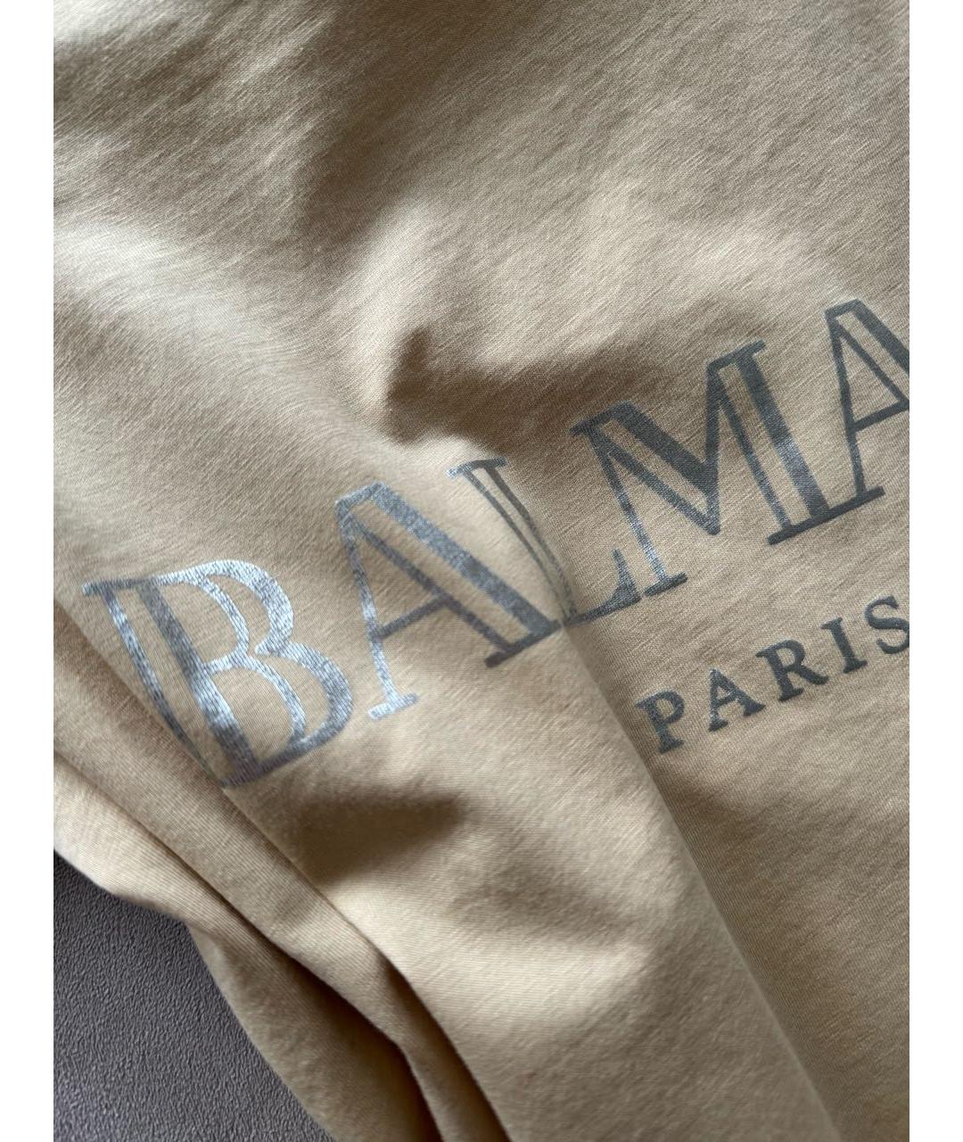 BALMAIN Бежевая хлопковая футболка, фото 7