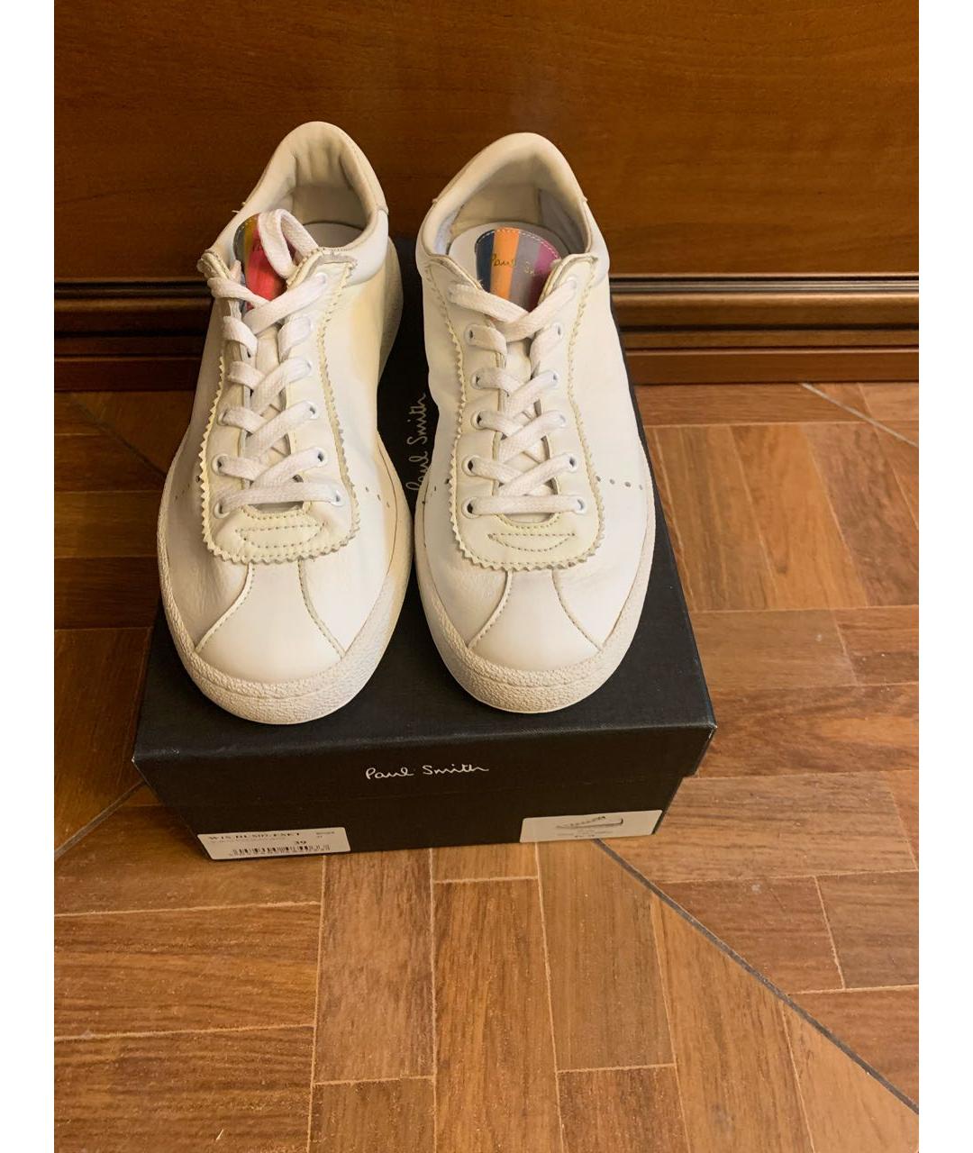 PAUL SMITH Белые кожаные кеды, фото 2