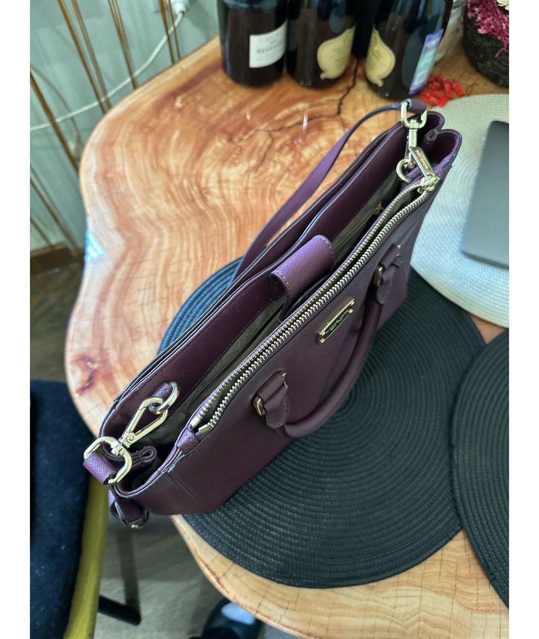 MICHAEL KORS Бордовая кожаная сумка с короткими ручками, фото 4