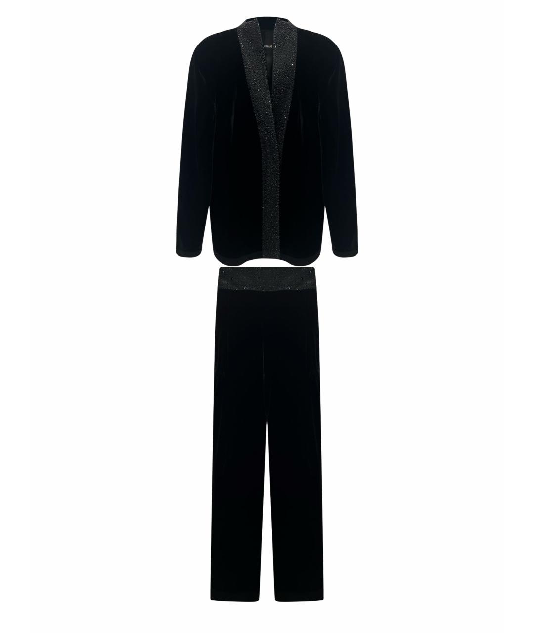 GIORGIO ARMANI Черный бархатный костюм с брюками, фото 1