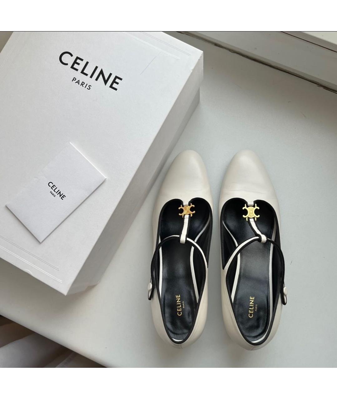 CELINE PRE-OWNED Бежевые кожаные туфли, фото 3