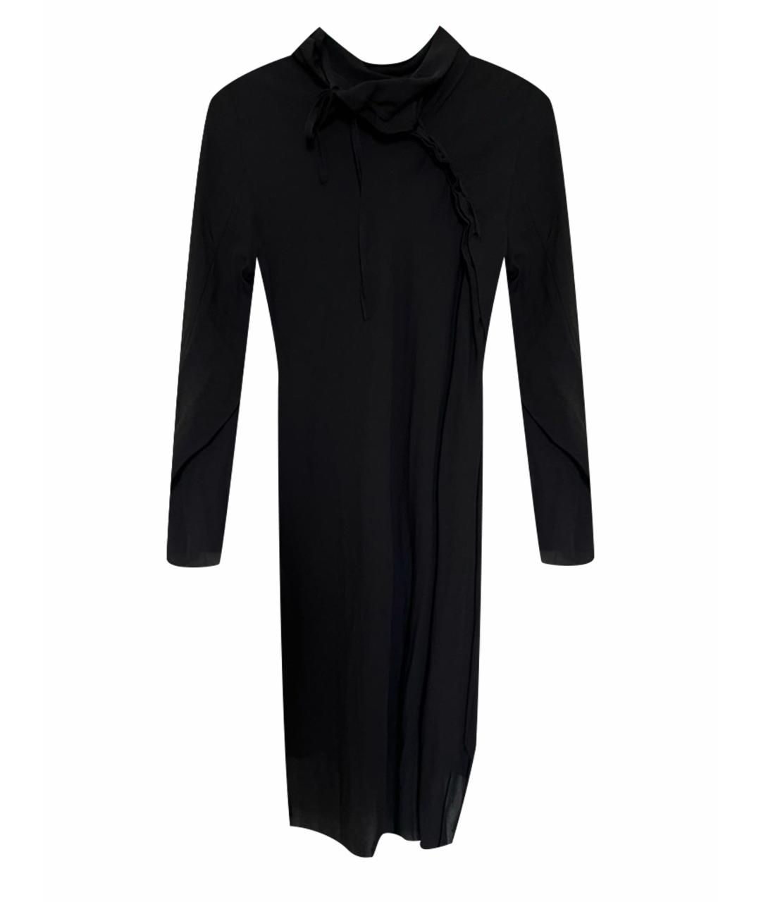 ANN DEMEULEMEESTER Черное шелковое коктейльное платье, фото 1