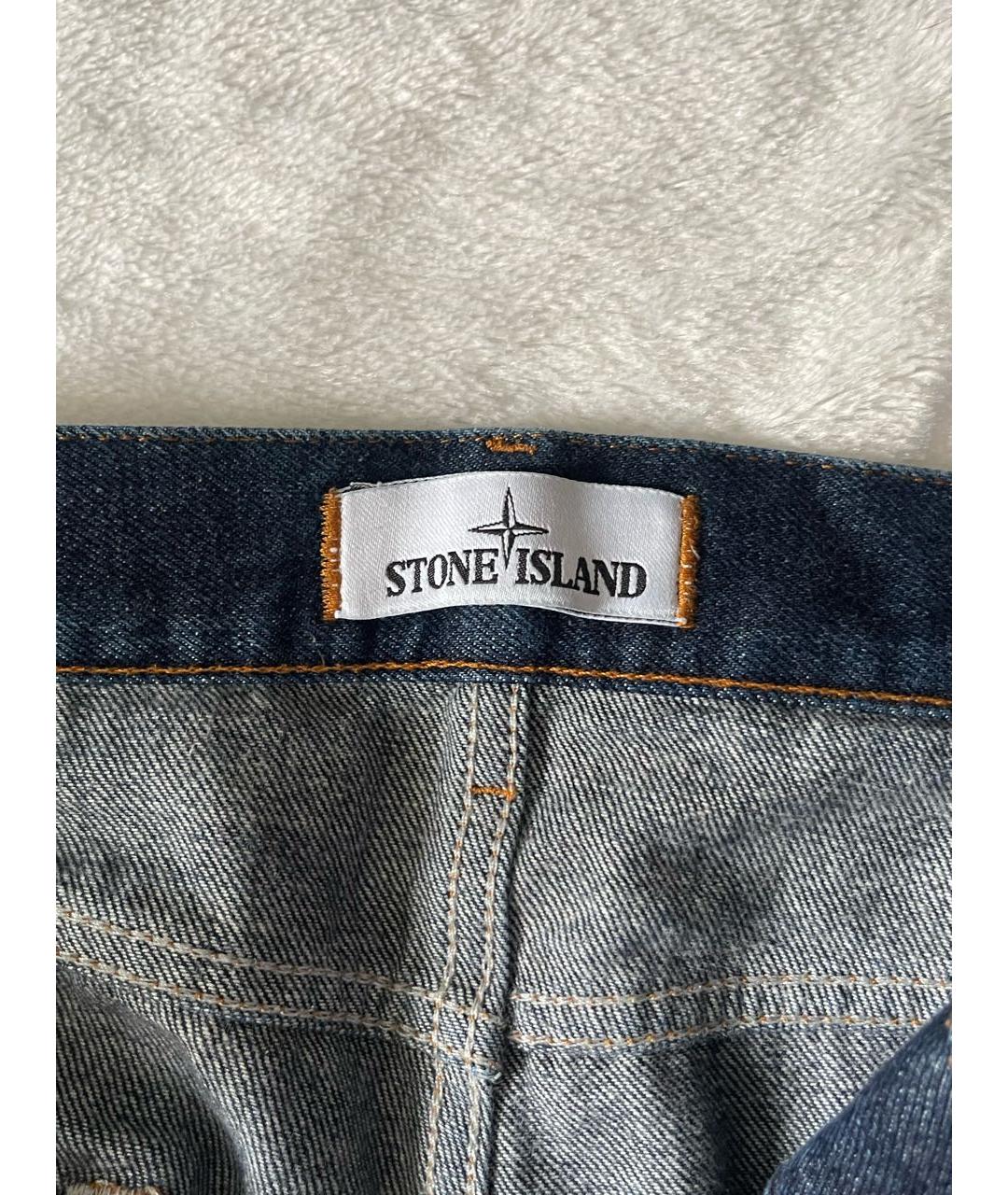 STONE ISLAND Синие хлопковые прямые джинсы, фото 3