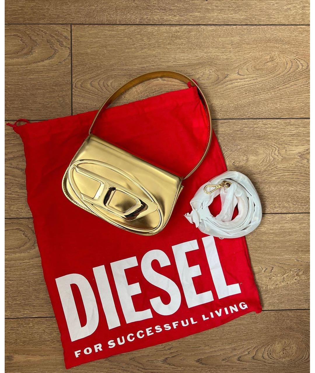 DIESEL Золотая кожаная сумка с короткими ручками, фото 2