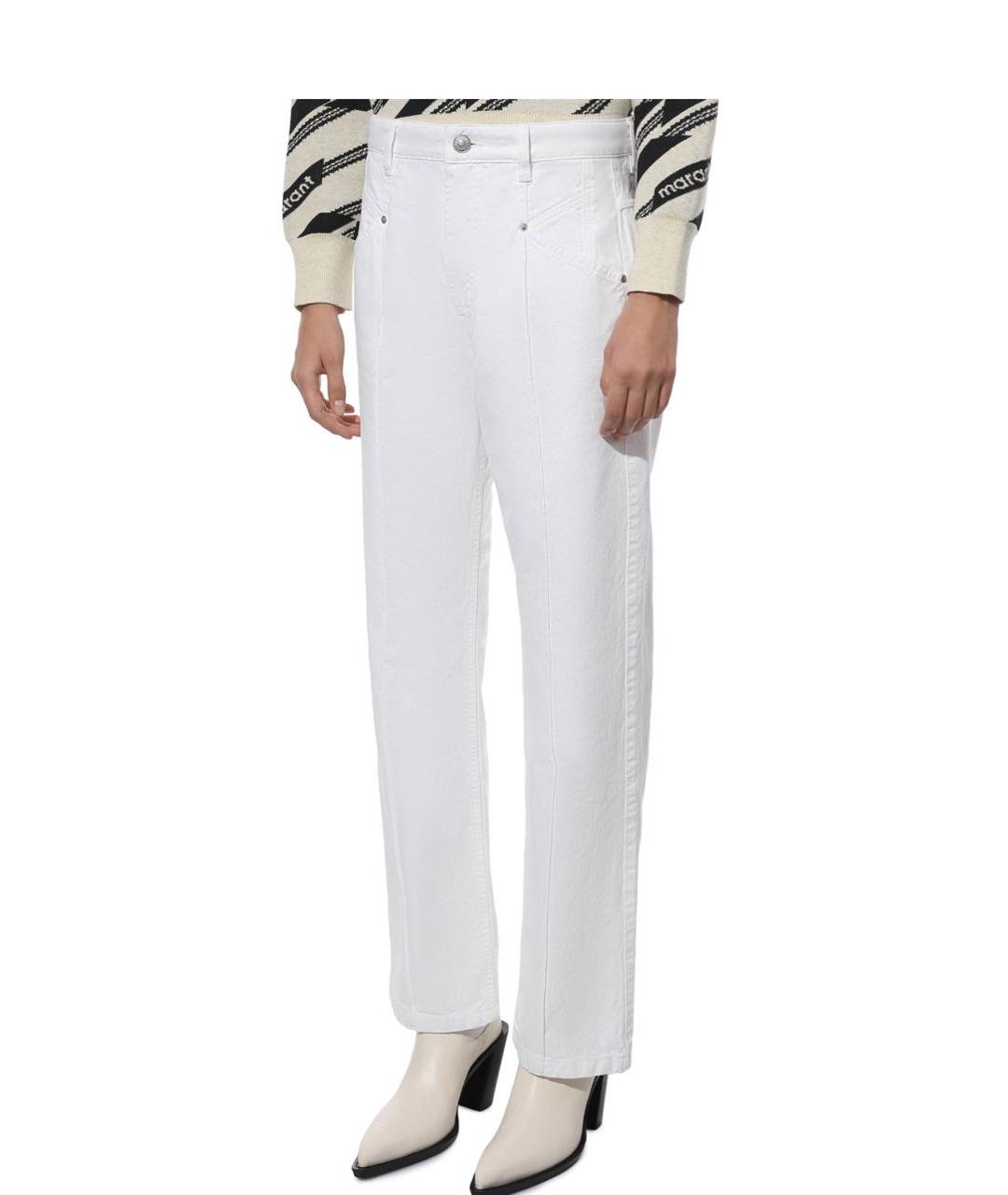 ISABEL MARANT Белые хлопковые прямые джинсы, фото 4