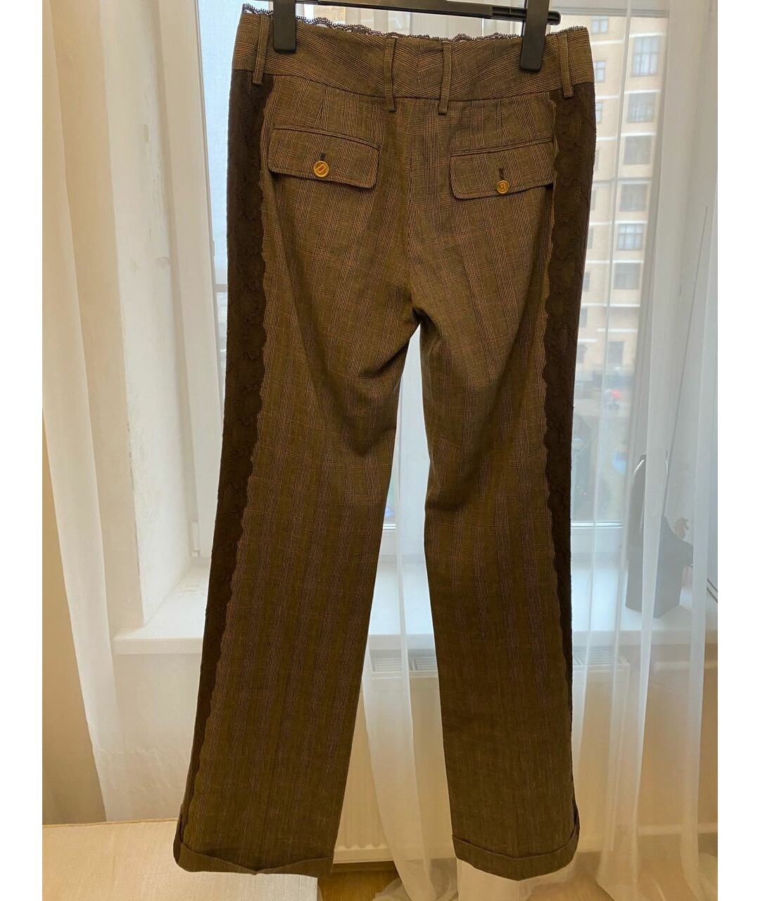 DOLCE&GABBANA Коричневые вискозные прямые брюки, фото 2