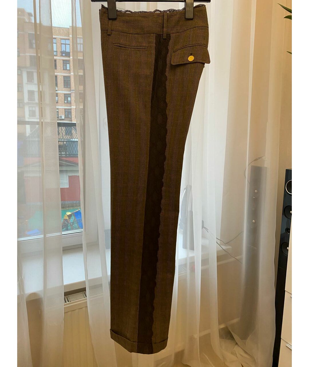 DOLCE&GABBANA Коричневые вискозные прямые брюки, фото 3