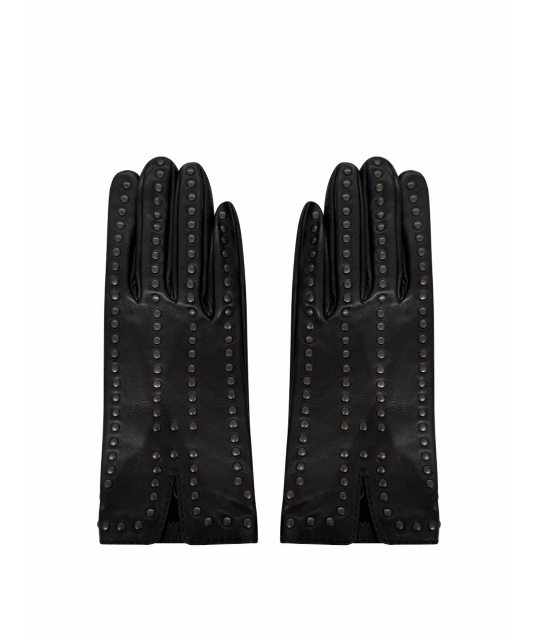 HERMES Черные кожаные перчатки, фото 1