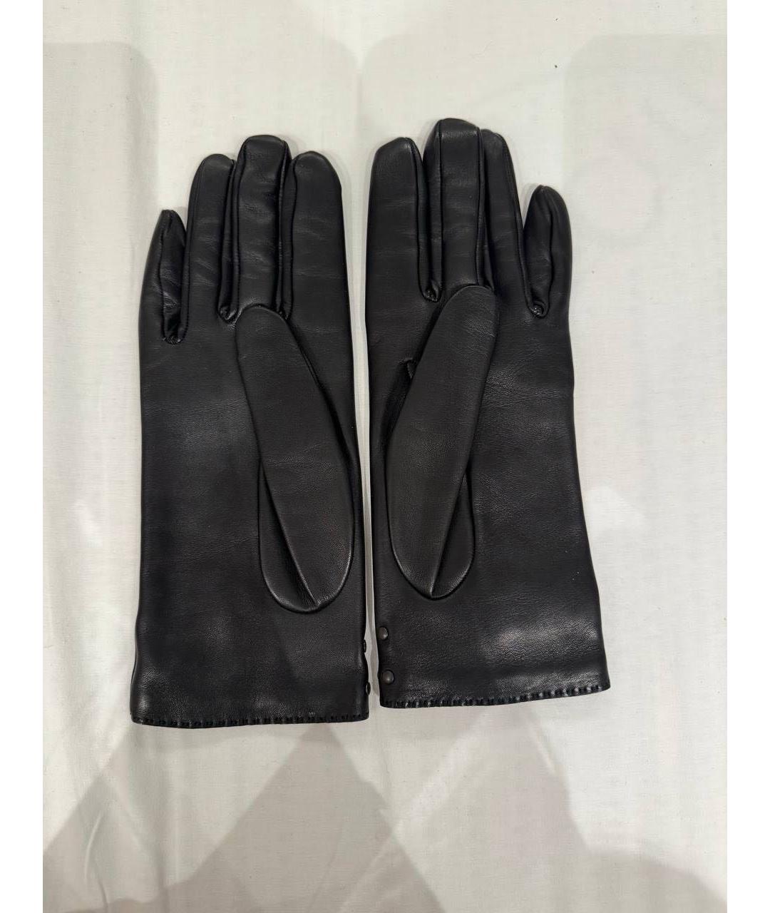 HERMES Черные кожаные перчатки, фото 2