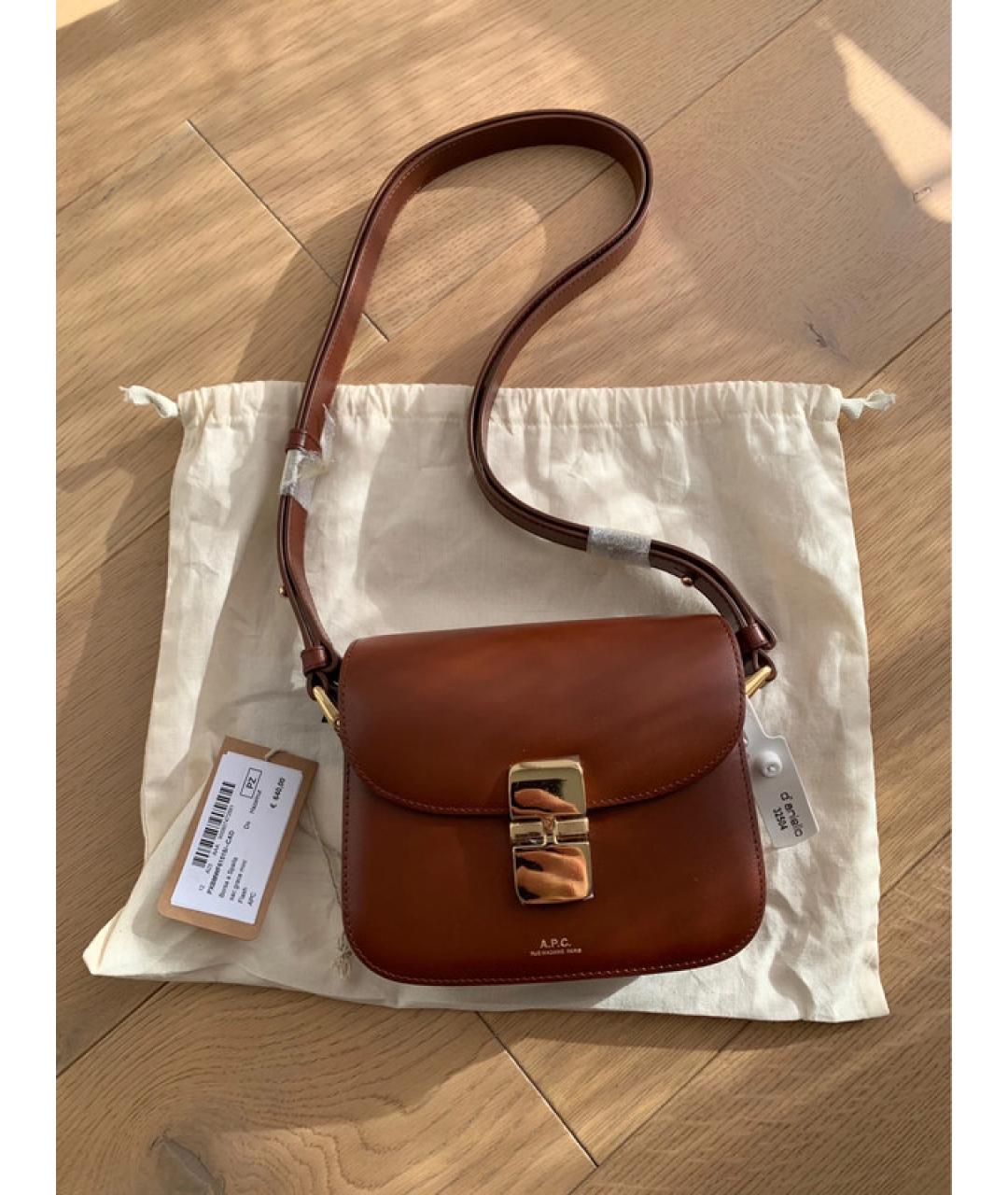 A.P.C. Коричневая кожаная сумка через плечо, фото 2