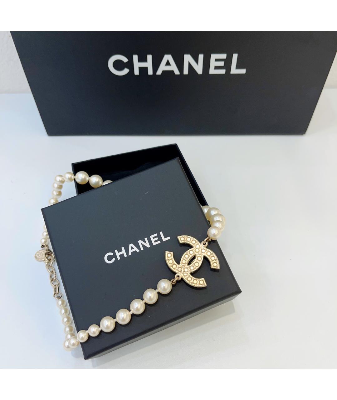 CHANEL PRE-OWNED Белое жемчужное колье, фото 4