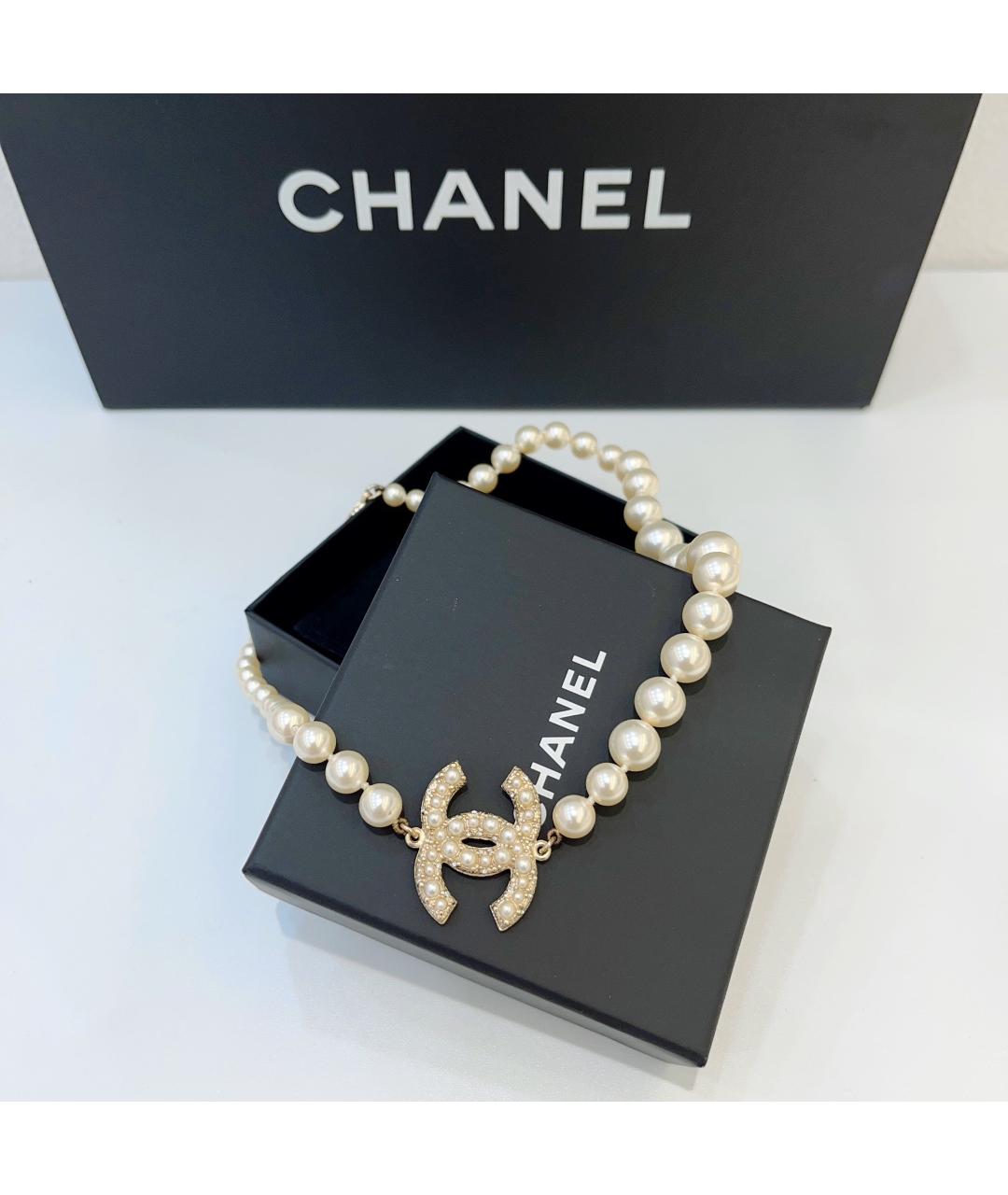 CHANEL PRE-OWNED Белое жемчужное колье, фото 2