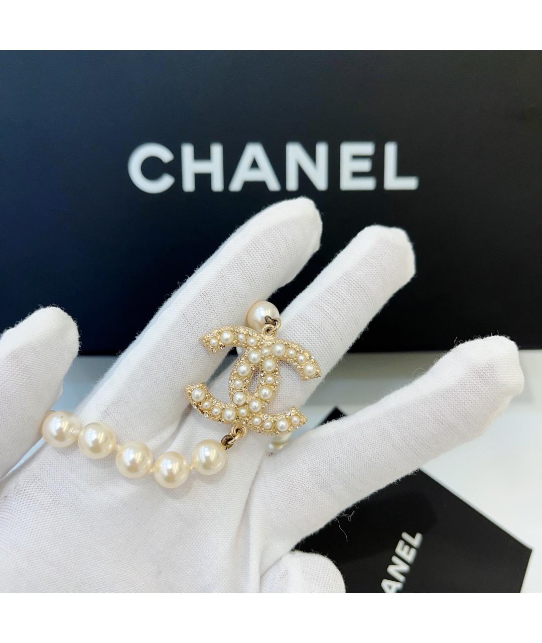 CHANEL PRE-OWNED Белое жемчужное колье, фото 5