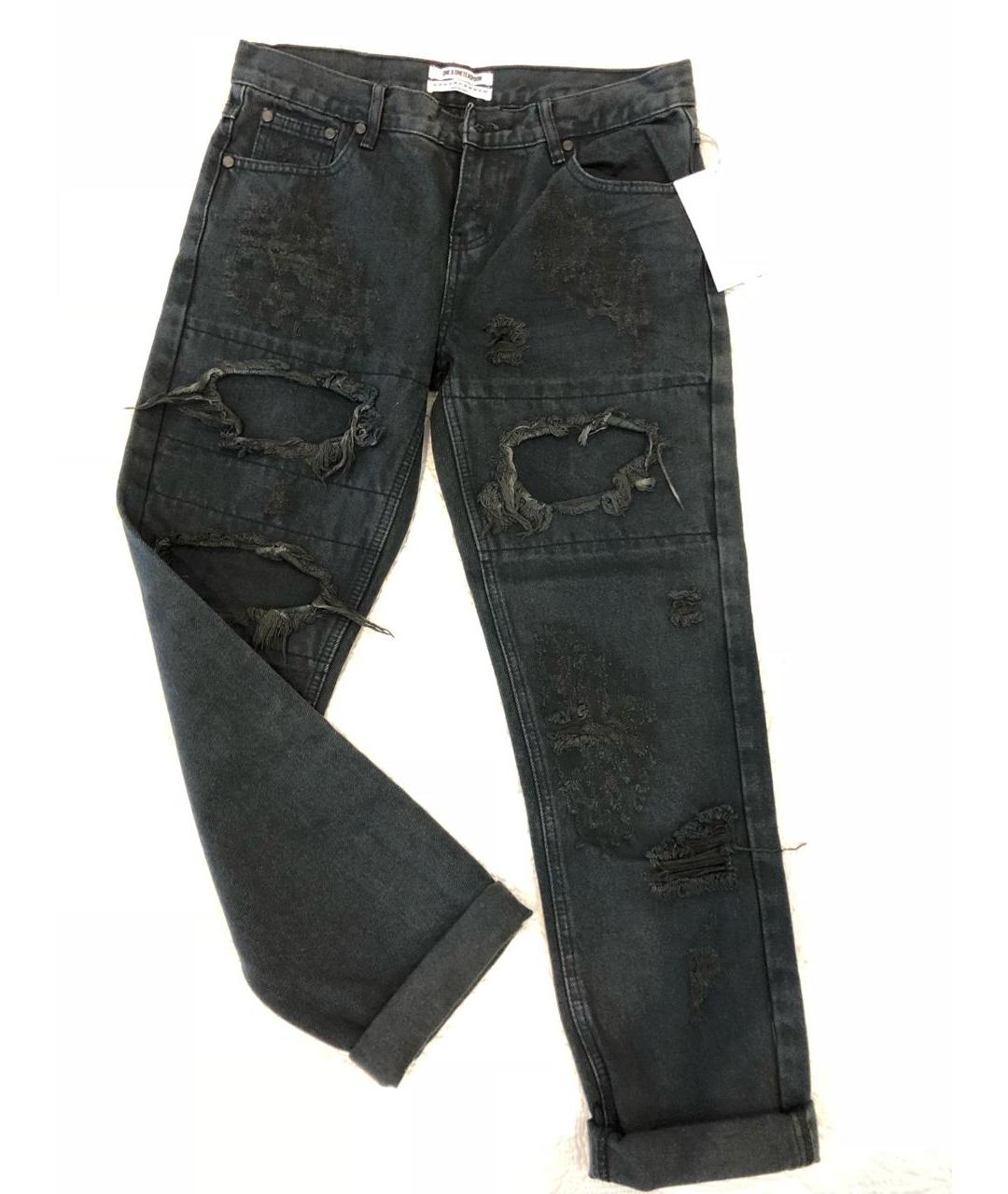 ONE TEASPOON Черные хлопковые прямые джинсы, фото 4