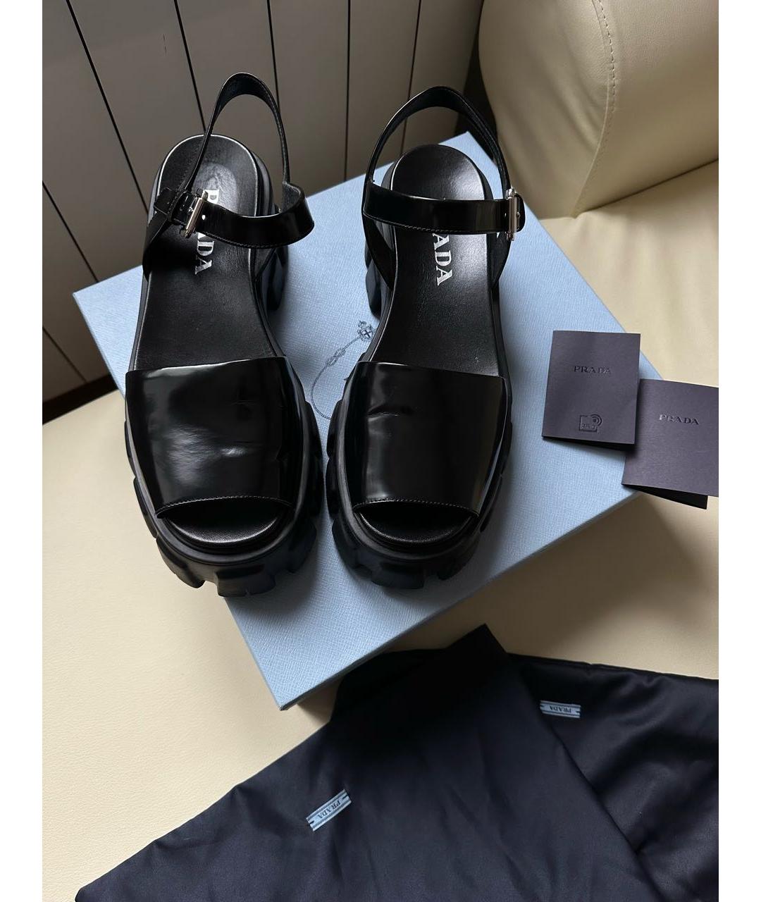PRADA Черные кожаные сандалии, фото 3