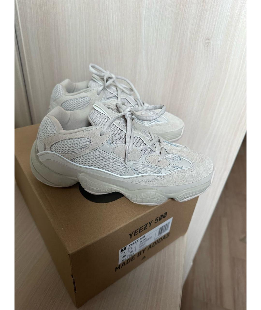 ADIDAS YEEZY Бежевые кожаные кроссовки, фото 9