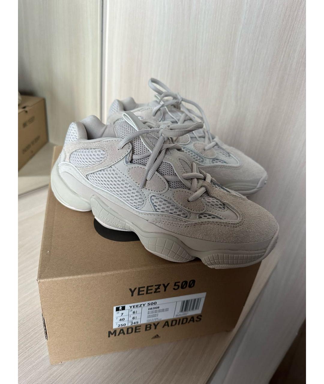 ADIDAS YEEZY Бежевые кожаные кроссовки, фото 2